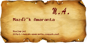 Mazák Amaranta névjegykártya
